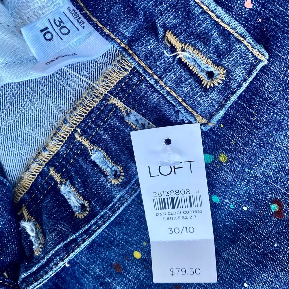 LOFT PAINT SPLATTER BUTTON FLY BOYFRIEND JEANS LADIES SIZE 30/10